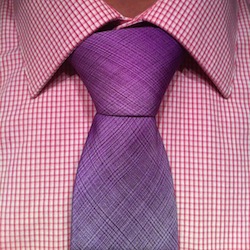 pruple tie on a pink pattern shirt